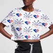 Fireworks And Heart In American National Flag Colors 3D Women's Crop Top