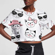 Fashion Cat Kitten Illustration In Sketch Style 3D Women's Crop Top