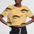 Family Cute Turtles On Color Background 3D Women's Crop Top