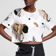 Elephant With Tropical Palm Leaves In Tribal Mottif 3D Women's Crop Top