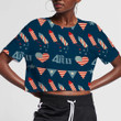 Decorated With Fireworks Triangle Flags For American Independence Day 3D Women's Crop Top