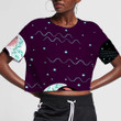 Day And Night With Sun And Moon On Starry Sky 3D Women's Crop Top