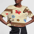Dachshunds Dog Colorful Butterflies And Flowers 3D Women's Crop Top