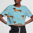 Dachshund Surfing The Waves On Vacations 3D Women's Crop Top