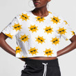 Cute Sun With Sunglasses On White Background 3D Women's Crop Top