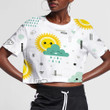Cute Sun With Cloud And Raindrop In The Sky 3D Women's Crop Top