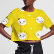 Cute Sun And Mini Heart On Yellow Background 3D Women's Crop Top