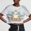 Cute Sloths On The Background Of Round Ornaments Of Mandala 3D Women's Crop Top