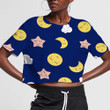 Cute Sleeping Moon With Cloud And Star 3D Women's Crop Top