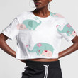 Cute Mother And Baby Elephant Play Together 3D Women's Crop Top