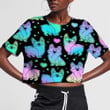 Cute Holographic Corgi Dogs Isolated Background 3D Women's Crop Top