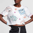 Cute Head Of A Cat With Different Characters 3D Women's Crop Top
