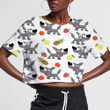 Cute Grey Wolf And Fruits Ornament 3D Women's Crop Top