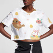 Cute Chicken With Bow Tie And Eggs Flower 3D Women's Crop Top
