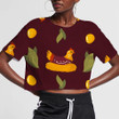 Cute Chicken Sitting On A Nest With Leaves And Eggs 3D Women's Crop Top