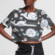 Cute Cartoon Pattern With Sea Fish Gull And Wave Pastel Color Design 3D Women's Crop Top