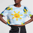 Cute Bird And Laughing Sun In The Sky 3D Women's Crop Top