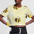 Cute Bee With Cloud And Dot On The Yellow Background 3D Women's Crop Top
