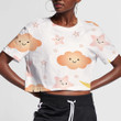 Cute Baby Shower Clouds Stars And Moon With Faces 3D Women's Crop Top