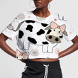 Cow With Pink Bow On Head 3D Women's Crop Top