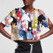 Colourful Cartoon With Cute Horses Background 3D Women's Crop Top