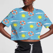 Colorful Summer Day With Sun Sunglasses And Lifebuoy 3D Women's Crop Top