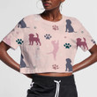 Colorful Style Beagle Dog And Paws 3D Women's Crop Top
