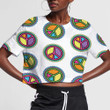 Colorful Pattern Of Peace Symbol Icon On White Background 3D Women's Crop Top