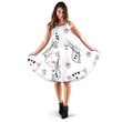 Cute Cats And Pink Paw On White 3d Sleeveless Midi Dress