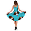 Cute Beagle Puppy Head On Blue 3d Sleeveless Midi Dress