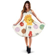 Cute Baby Lion With Footprint Tree And Meat 3d Sleeveless Midi Dress
