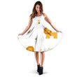Cute African Lion And Monkey With Flower And Grass 3d Sleeveless Midi Dress