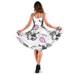 Cow In Sketch Doodle Style With Funny Air Balloons 3d Sleeveless Midi Dress