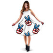 Cool Design Peace Sign Hand Gesture Victory Colors Patriotic Pattern 3d Sleeveless Midi Dress