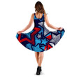Comic Book Style Stars 4th July USA Independence Day 3d Sleeveless Midi Dress