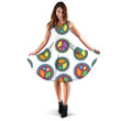 Colorful Pattern Of Peace Symbol Icon On White Background 3d Sleeveless Midi Dress