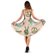 Colorful Hippie Peace Symbol Acoustic Guitars And Ssneakers Pattern 3d Sleeveless Midi Dress