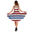 Color Changing Red And Blue Striped Pattern 3d Sleeveless Midi Dress
