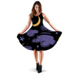 Clouds Moon And Stars Isolated On Black Background 3d Sleeveless Midi Dress