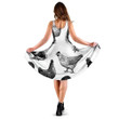 Chicken Rooster And Hen By Black And White Color 3d Sleeveless Midi Dress