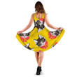 Cats Faces And Butterflies On Yellow Background 3d Sleeveless Midi Dress