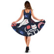 Cats And Ghosts On Navy Blue Background 3d Sleeveless Midi Dress