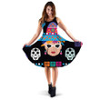 Catrina Calavera Traditional Mexico Girly Skeleton 3d Sleeveless Midi Dress