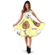 Cartoon Poodle Dog On Yellow Dog Icons 3d Sleeveless Midi Dress