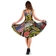 Cartoon Doodles Backdrop With American Culture Symbols And Items 3d Sleeveless Midi Dress