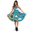 Cartoon Cute Nature Sunflowers Elements Pattern 3d Sleeveless Midi Dress