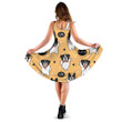 Cartoon Bulldog Yellow With Hearts And Paws 3d Sleeveless Midi Dress