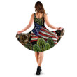 Cactus Skulls Smiling Face Potted And USA Flag Embroidery Style 3d Sleeveless Midi Dress