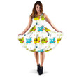 Brightly Colored Fun Cow And Milk 3d Sleeveless Midi Dress