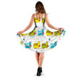 Brightly Colored Fun Cow And Milk 3d Sleeveless Midi Dress